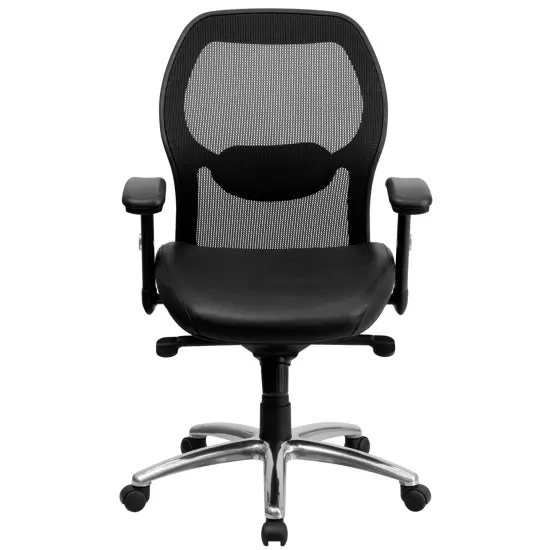 Emma and Oliver Mid-Back Super Mesh Executive Swivel Office Chair, Knee Tilt Control BlackLeaSoft/Mesh {2}