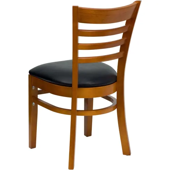 Emma and Oliver Ladder Back Wooden Restaurant Dining Chair BurgundyVinyl/Walnut {9}