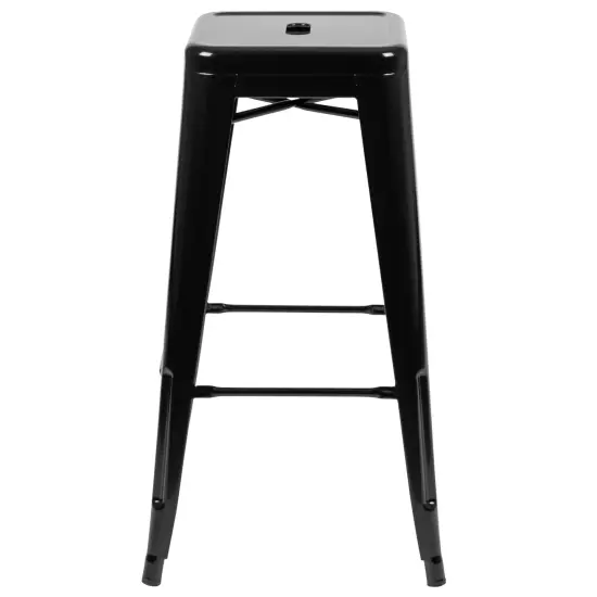 Emma and Oliver 4 Pack 30" High Metal Indoor Bar Stool - Stackable Stool Black {3}