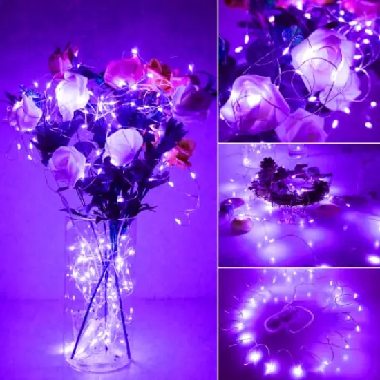 16 Packs 20 LED Purple Fairy String Lights Battery Operated Waterproof 6.6 Feet Silver Copper Wire Firefly Starry Moon Lights for DIY Bottle Costume Wedding Party Bedroom Table Decor {6}