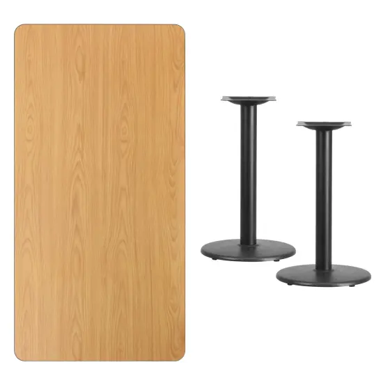 Emma and Oliver 30"x60" Rectangular Laminate Table with 18" Round Table Bases Natural {3}