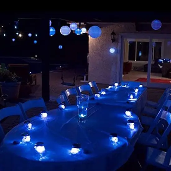 Non-Blinking Water Proof LED Mini Light Light up Paper Lanterns,Balloons,or Vase for Birthday Party or Wedding Decoration (Blue, Pack of 24) {1}