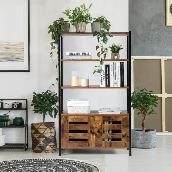 Costway Industrial Storage Cabinet Bookshelf Bookcase Bathroom Floor Cabinet W/3 Shelves {3}