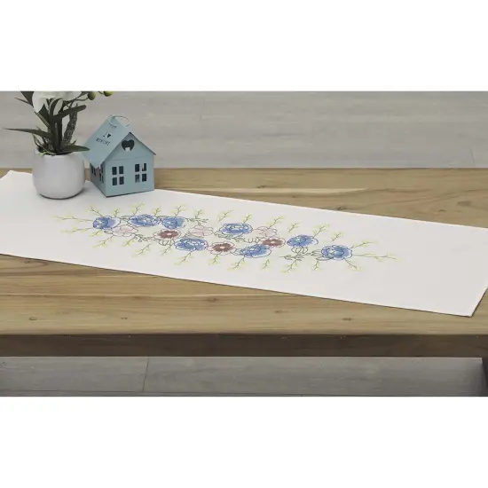Nob HillCalming Floral Table Runner Stamped Embroidery Kit Multi {1}