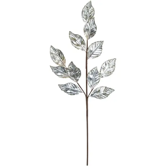 Northlight 25" Glittered Platinum Leaves Christmas Spray Silver {1}