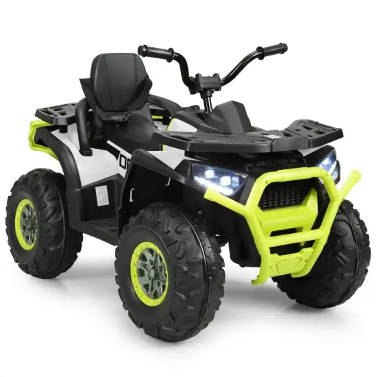 12 V Kids Electric Four Wheeler with 2 Powerful Drive Motors and Wear-Resistant Wheels Lights-White {7}