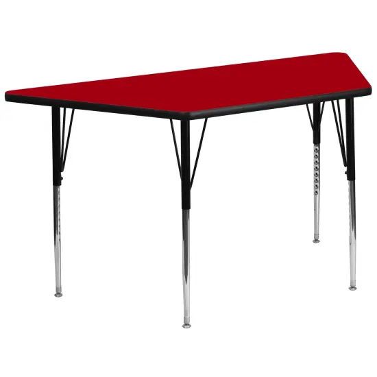 Emma and Oliver 29x57 Trapezoid Laminate Adjustable Activity Table Red {1}