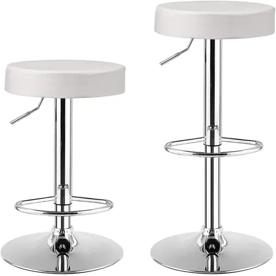 Set of 2 Height Adjustable Swivel Round Bar Stool with Stainless Steel Chrome Base Perfect for Seating in Any Room Red {7}