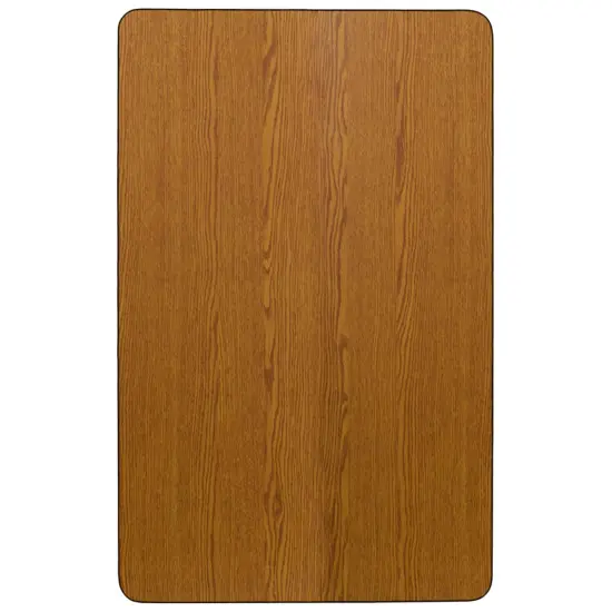 Emma and Oliver Mobile 24x48 Rectangle Laminate Adjustable Activity Table Oak {2}