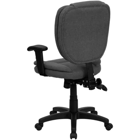 Emma and Oliver Mid-Back Multifunction Pillow Top Swivel Ergonomic Task Office Chair with Arms Black LeatherSoft {8}