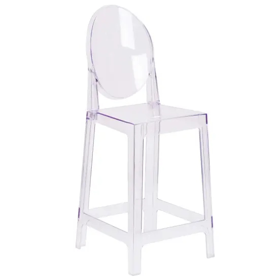 Emma and Oliver Ghost Counter Stool in Transparent Crystal with Oval Back {1}