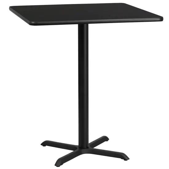 Emma and Oliver 36" Square Laminate Table Top with 30"x30" Bar Height Table Base Natural {4}