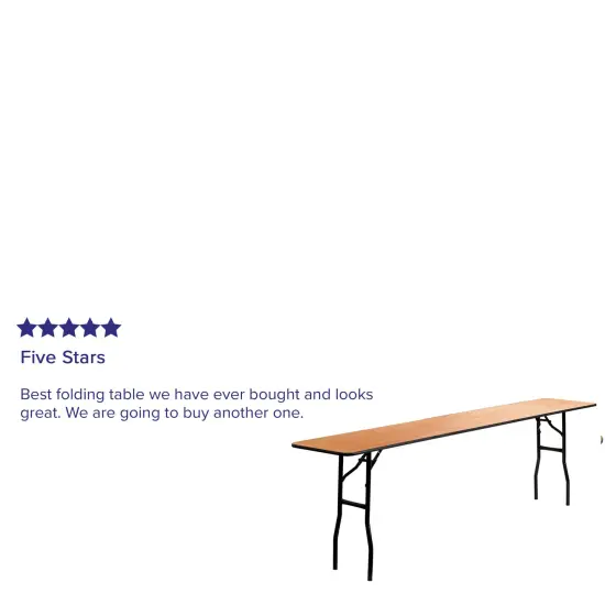 Emma and Oliver 8-Foot Rectangular Wood Folding Training / Seminar Table with Smooth Clear Coated Finished Top Natural {4}
