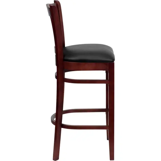 Emma and Oliver Vertical Slat Back Wooden Restaurant Dining Barstool NaturalWood {10}