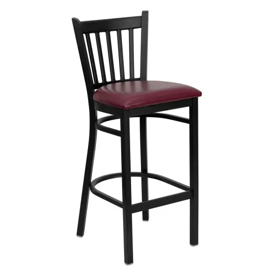Emma and Oliver Vertical Back Metal Restaurant Dining Barstool BurgVYL/BlackMetal {1}