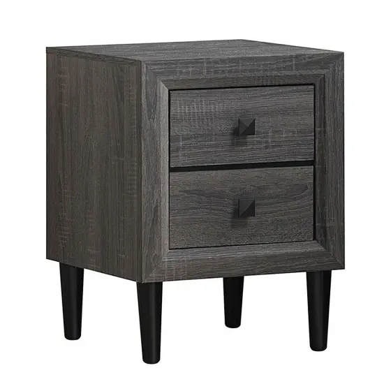 Multi-Purpose Wooden Bedside Nightstand with 2 Drawers Suitable for Any Room Black {7}