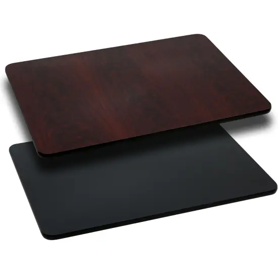 Emma and Oliver 30"x60" Rectangular Table Top with Reversible Laminate Top Black/Mahogany {1}