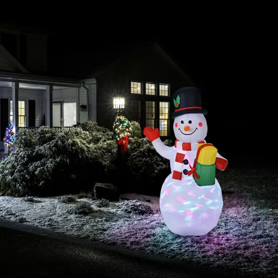5 Feet Tall Snowman Inflatable Blow up Inflatable with Built-in Colorful LED Lights {5}