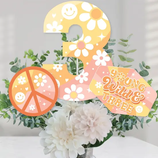 Big Dot of Happiness Young, Wild and Three - Boho Hippie Third Birthday Party Centerpiece Sticks - Table Toppers - Set of 15 {1}
