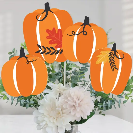 Big Dot of Happiness Fall Pumpkin - Halloween or Thanksgiving Party Centerpiece Sticks - Table Toppers - Set of 15 {1}
