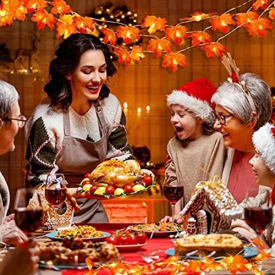 4PCS Fall Decor Thanksgiving Decorations for Home Table, Fall Leaves Garland Lights 40FT 80LED Halloween Decorations Indoor Outdoor Fall Home Room Decor Autumn Harvest Party Wedding Decorations {4}