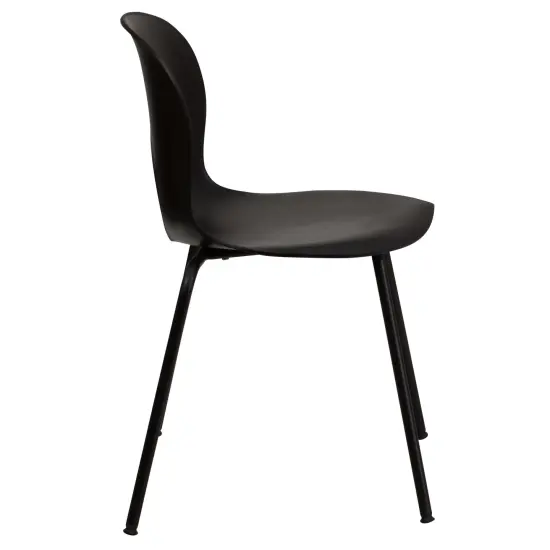 Emma and Oliver Multipurpose Designer Plastic Cafe Stack Chair Black {5}