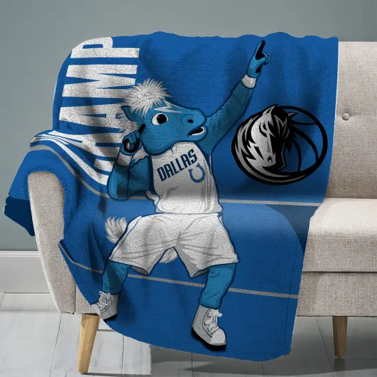 Sleep Squad Dallas Mavericks Champ Mascot 60&rdquo; x 80&rdquo; Raschel Plush Basketball Blanket {1}
