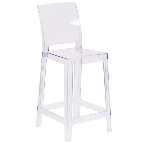 Emma and Oliver Ghost Counter Stool in Transparent Crystal with Square Back {1}