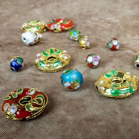 Vintage Hand Painted Classic Blue Cloisonne Bead Value Pack {4}