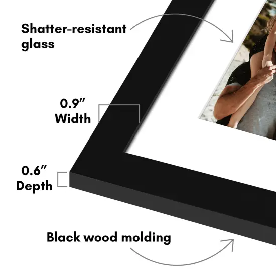 Americanflat 10x20 Collage Picture Frame - Displays (3) 5x7 Photos with Mat or (1) 10x20 Photo without Mat - Wall Gallery Decor - Plexiglass Cover - Hanging Hardware - Black {9}