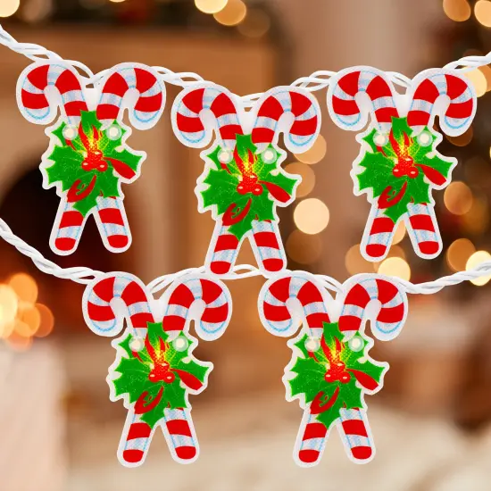 Northlight Candy Cane Christmas Light Set - Clear - 6' White Wire - 10ct Red {1}