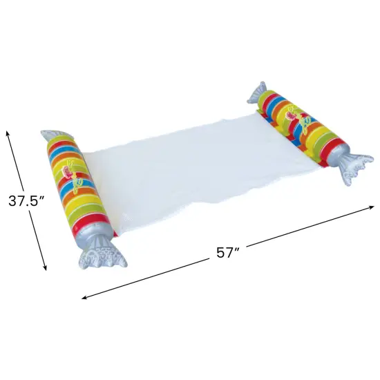 Northlight 57" Inflatable Striped Candy Mesh Swimming Pool Water Hammock Multi {4}