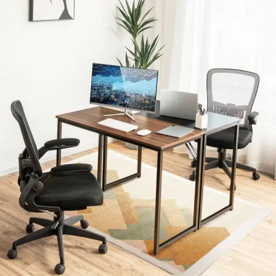L Shaped Computer Desk and Writing Workstation for Home and Office-Black {6}