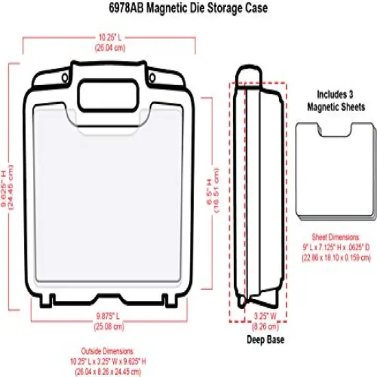 ArtBin 6978AB Magnetic Die Storage Case with 3 Magnetic Die Sheets, Portable Paper Craft & Die Organizer with Handle, Translucent {3}