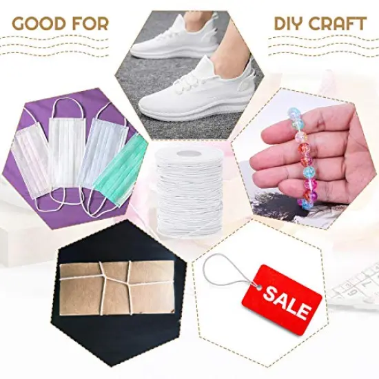 Elastic String for Bracelets Selizo Stretchy Cord for Bracelets, Necklaces, Beading, and Sewing (1.2mm, 109 Yards, White) {3}