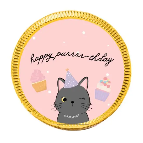 84 Pcs Cats Kid's Birthday Candy Party Favors Chocolate Coins with Gold Foil {3}
