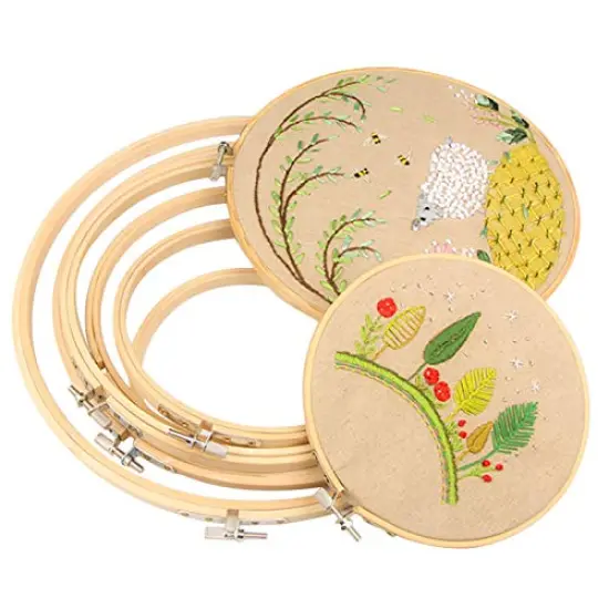 5 Pieces Embroidery Hoops Bamboo Circle Cross Stitch Hoop Ring 5 inch to 10 inch for Embroidery and Cross Stitch {1}