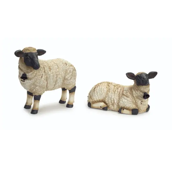 Melrose Set of 2 Farm Sheep Tabletop Figures 14.75" White {1}