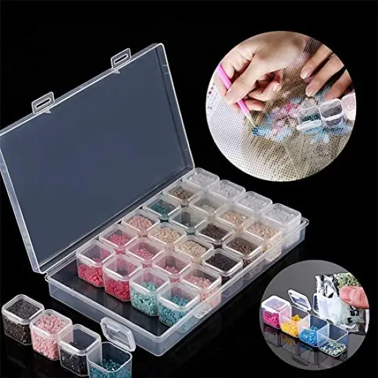 2 Pack 28 Slots Plastic Craft Organizer Case Diamond Storage Box(2pcs) {6}