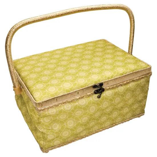 Folding Sewing Basket Floral - green/white {1}