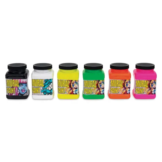 Chroma Acrylic Mural Paints - Neon, Set of 6, 16 oz jars {1}