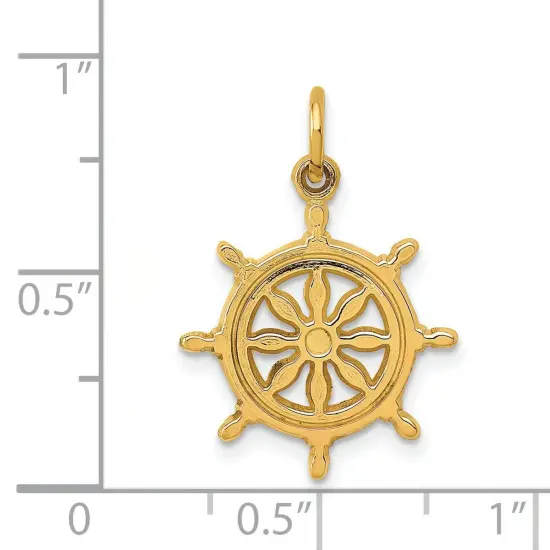 14K Gold Ships Wheel Charm Jewelry FindingKing 24mm x 16mm {4}