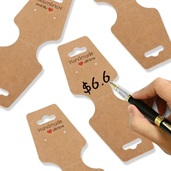 Femtindo 200PCS Bracelet Display Cards Sturdy Necklace Holder Cards Self Adhesive Jewelry Packaging Selling Card for Small Business of Keychain Earring Hair Band and Scrunchies Hanging {4}