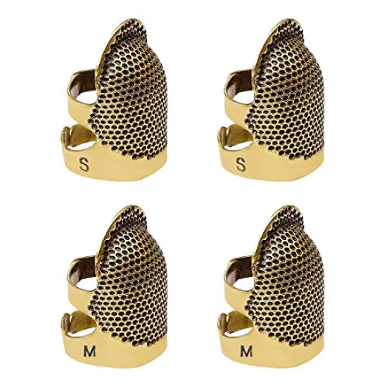 4 Pack Sewing Thimble Finger Protector, Adjustable Finger Metal Shield Protector Pin Needles Sewing Quilting Craft Accessories DIY Sewing Tools Needlework(2 Sizes) {1}