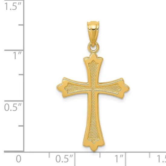 14K Yellow Gold Cross Pendant Charm Religious Jewelry 30 X 17mm {4}