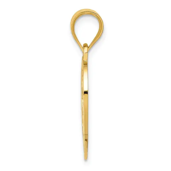 14K Gold Children Heart Charm Pendant Mom Jewelry New 23 X 17mm {3}