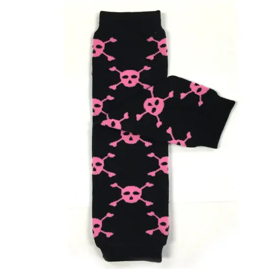 Wrapables Colorful Baby Leg Warmers, Skulls Pink {1}