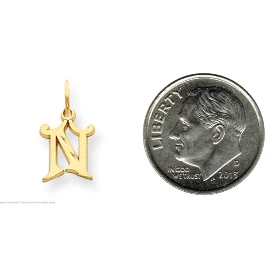 14K Gold Initial N Charm Jewelry FindingKing 17mm x 10mm {2}