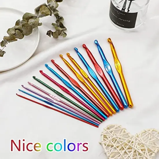 14 pcs Multicolor Aluminum Crochet Hooks Knitting Needles Craft Yarn 2-10mm &hellip; {3}