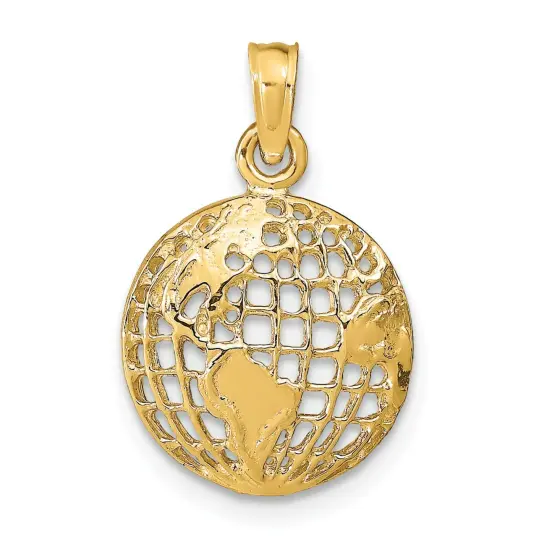 14K Gold Polished Globe Pendant Jewelry FindingKing 21.1mm x 13.2mm {1}
